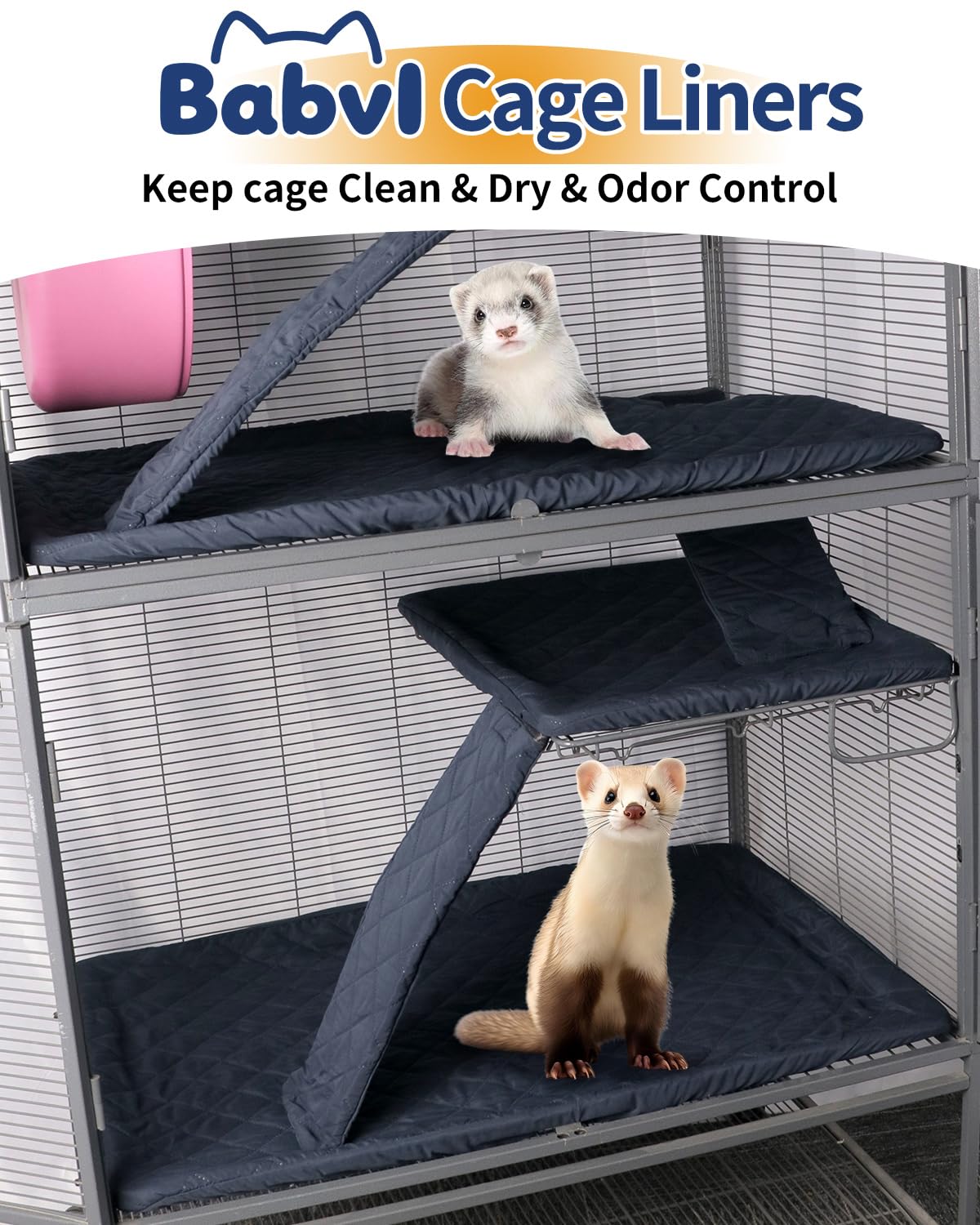 Set di fodere lavabili per gabbia per furetti e gabbie Critter Nation, impermeabili, accessori per piccoli animali, furetti, ratti, cincillà, ricci, doppia unità (blu scuro)