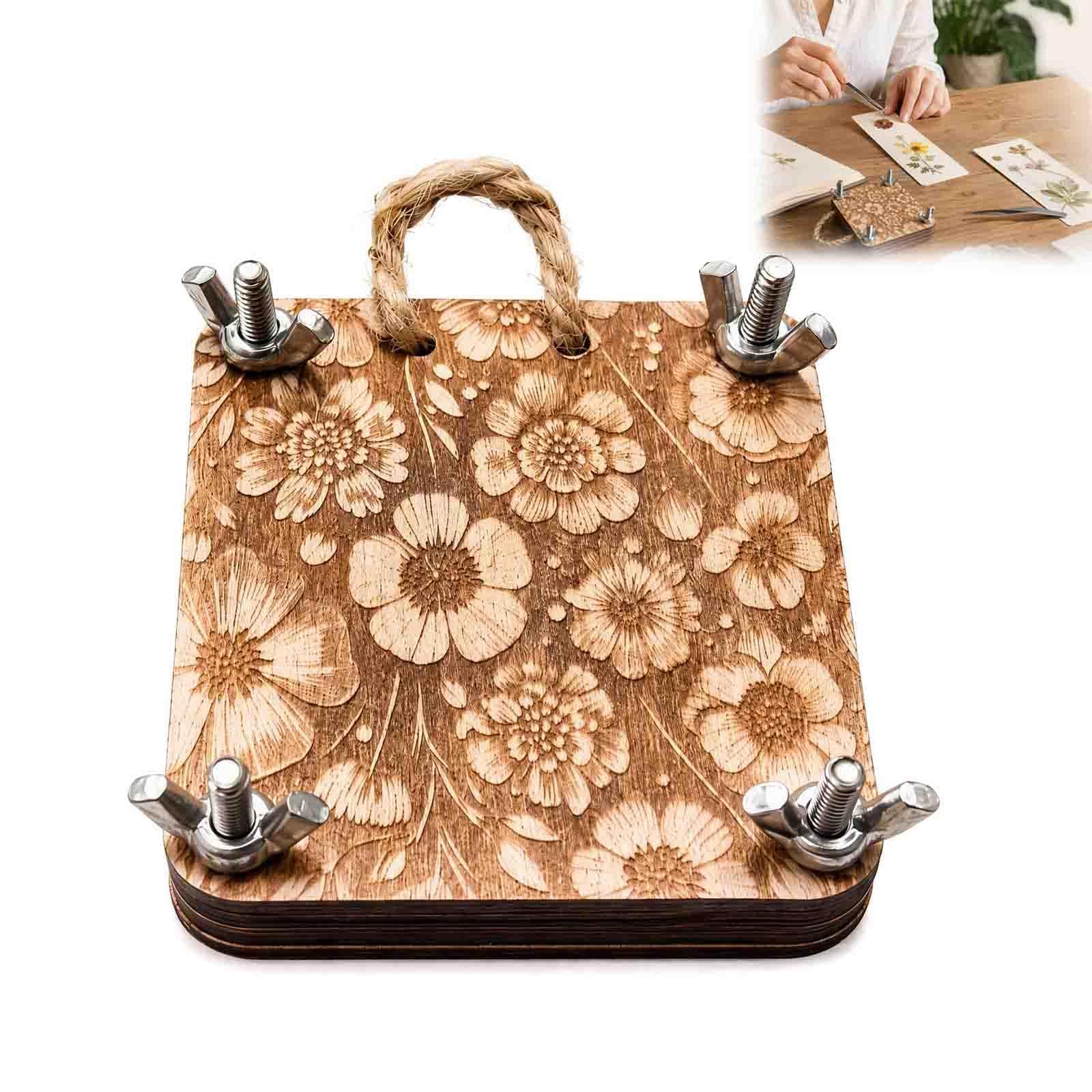 Flower Press, Mini Wooden Flower Pressing Kit, 6.5x6.5cm Adults Plant Press