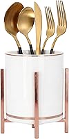 Vista 18 de Soporte para utensilios de cocina, 2 piezas de cerámica con soporte de metal dorado, soporte de utensilios de cocina elegante y moderno