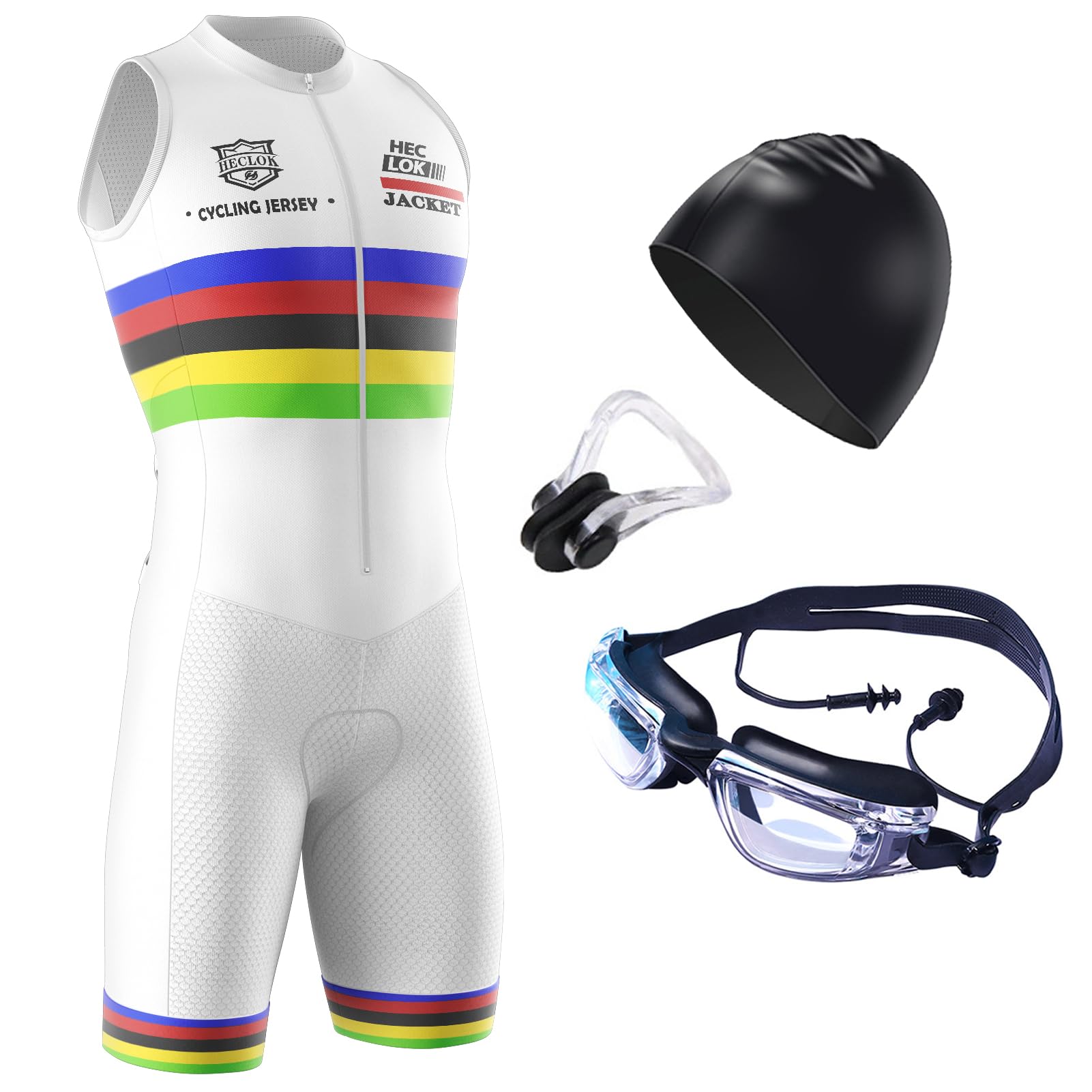 Fahrrad Skinsuit,9D-gepolsterter,Atmungsaktiver,Schnell Trocknender Triathlon-Anzug – Kurzarm Duathlon Laufen Schwimmen Fahrradfahren Skinsuit,zum Laufen,Radfahren,Schwimmen