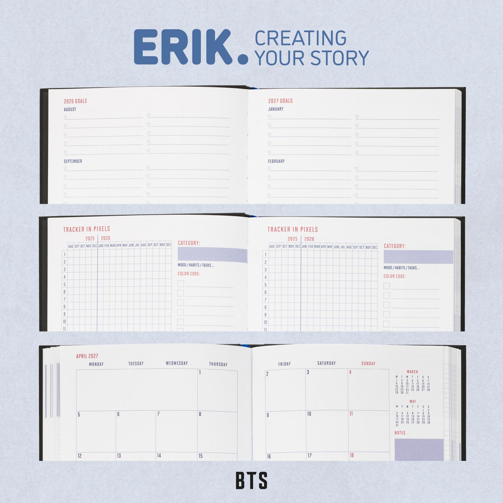 Agenda K-POP BTS 2026 2027 Semainier A5 Fournitures Scolaires Kawaii