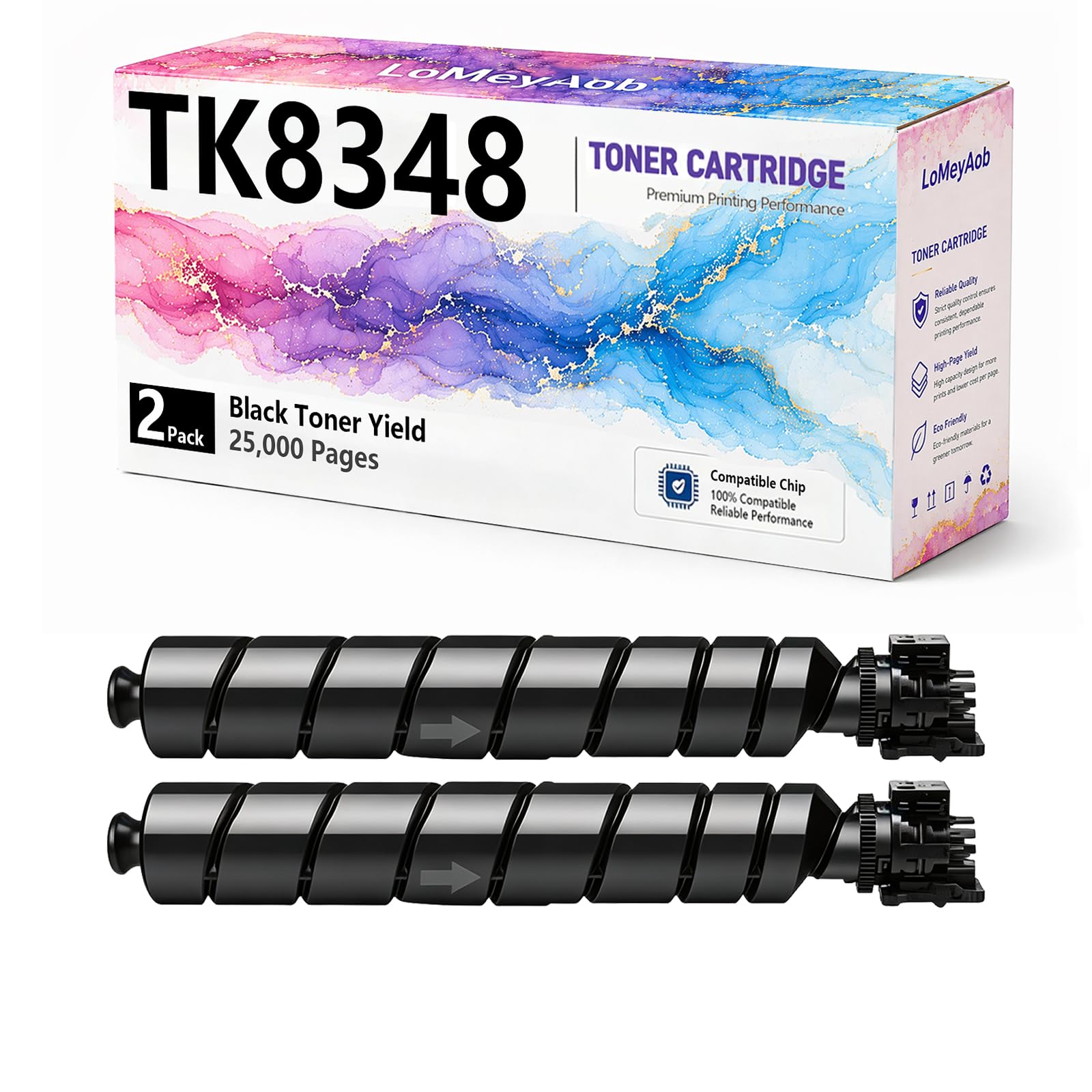 Cartuccia di toner TK8348, sostituzione nera ad alta resa per la stampante Kyocera LaserJet 2552ci 2553ci, Stampe ad alta velocità, Immaging accurata, Alta resa, 25000 pagine,2Pack