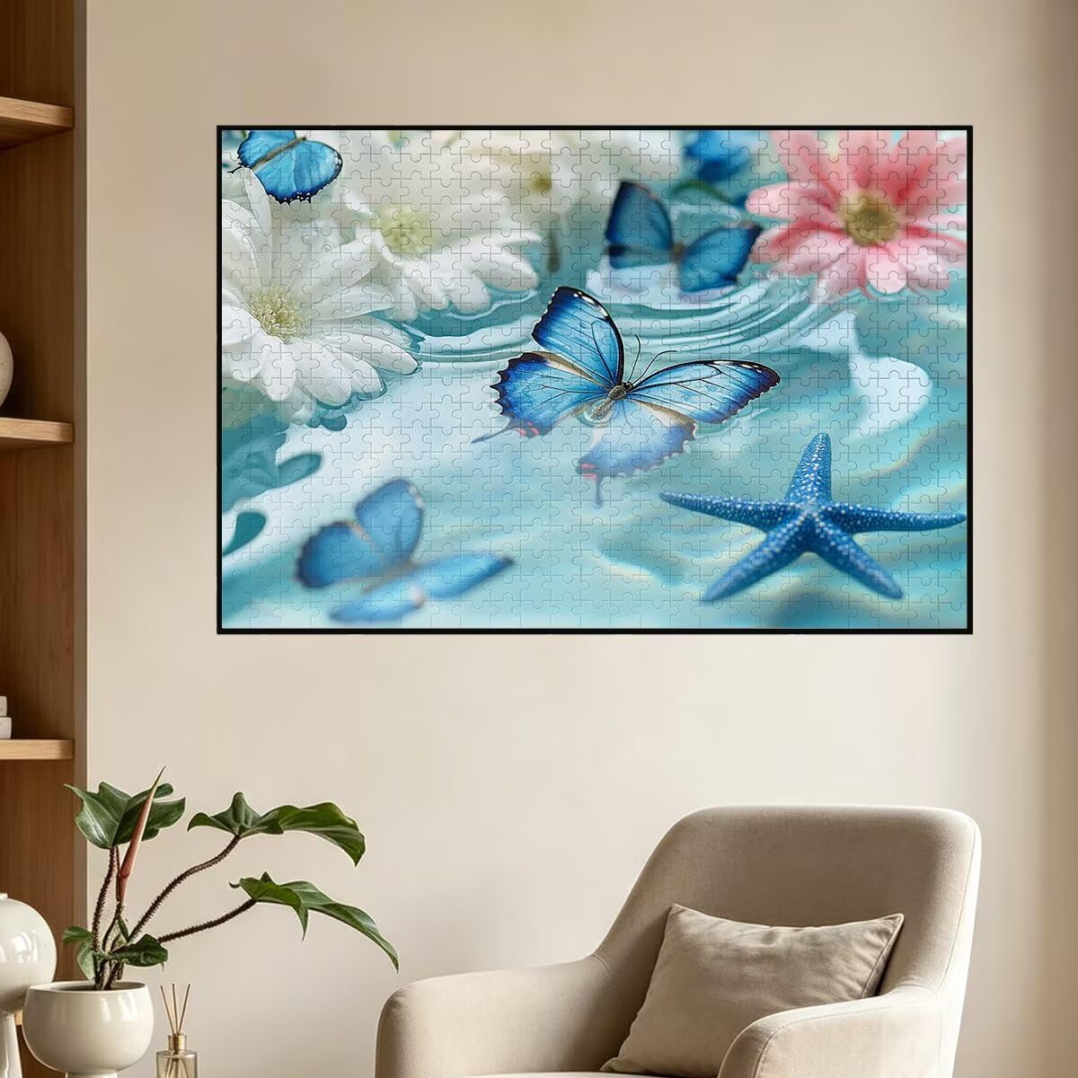 Puzzle 1000 Pezzi Farfalla, Puzzle Fiore, Puzzles in Legno, 75x50cm -1416