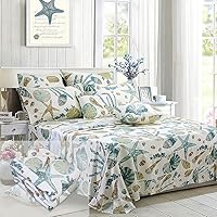 Vista 1 de FADFAY Juego de edredón de playa King Ocean Coastal Summer Quilt 100% algodón tela juego de ropa de cama ligero reversible para todas