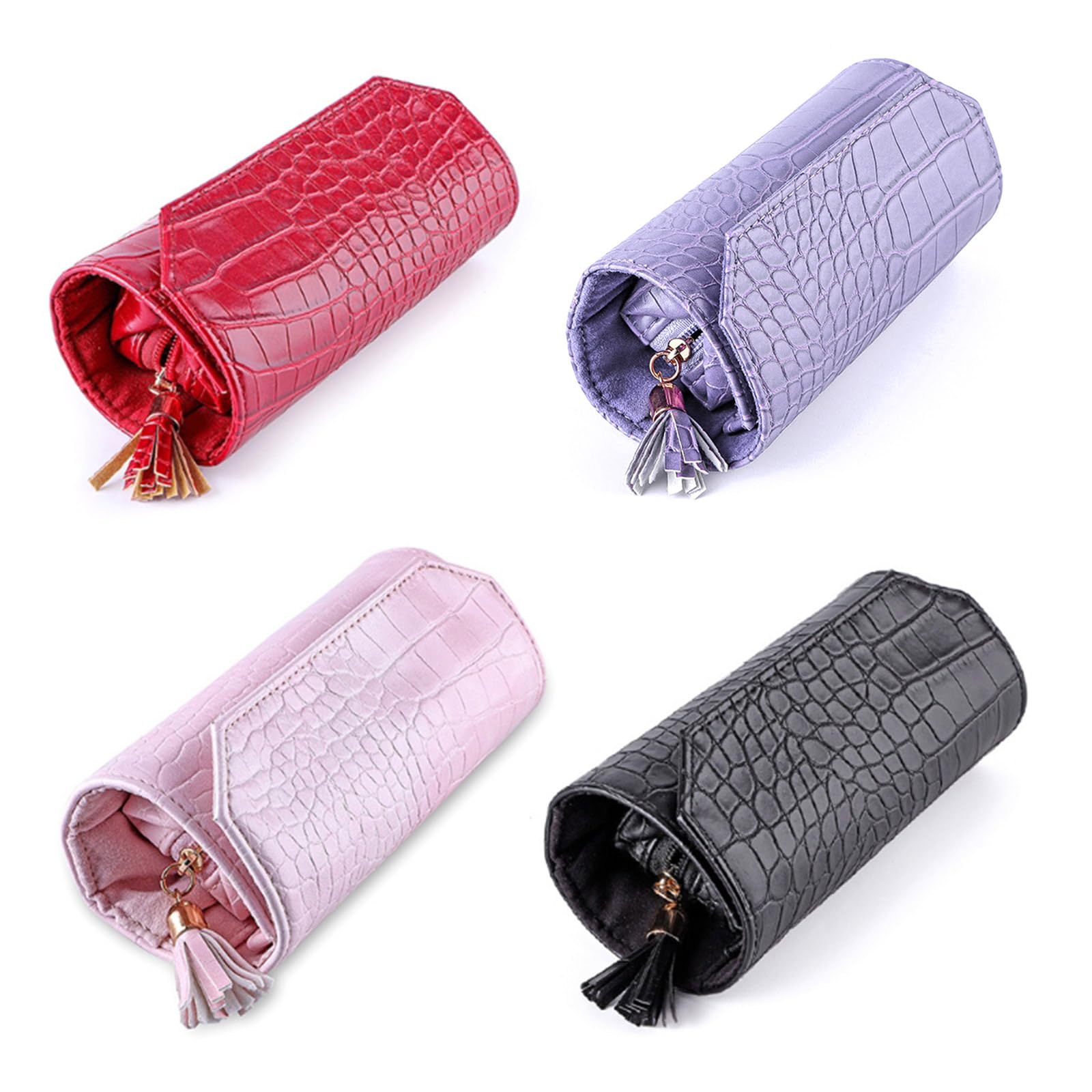 BAYORE Portagioie portatile da viaggio, leggero, in pelle PU, per anelli, orecchini, collane e bracciali