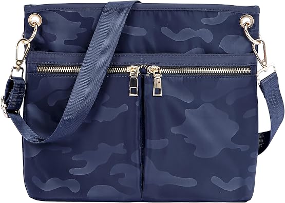 PAKFIEKS Crossbody Nylon Handbag Women High Texture Shoulder Bag Multi-Pocket Lightweight Shopping Messenger Bag