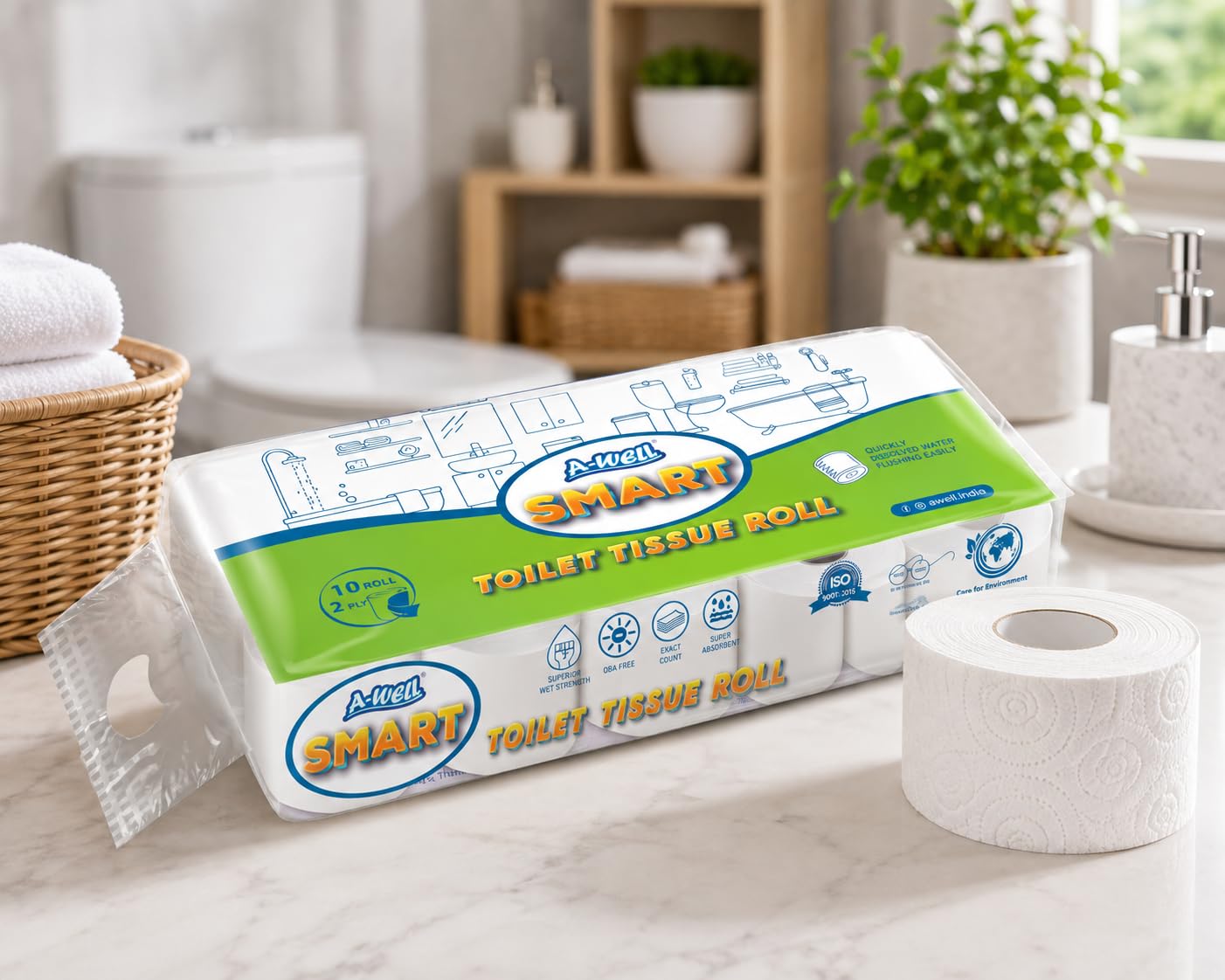 Toilet Paper Roll 2 Ply | Soft, Strong & Highly Absorbent Bathroom Tissue Rolls, 10 Rolls per Pack for Home, Office, Hotel & Commercial Use – AWELL-image-23