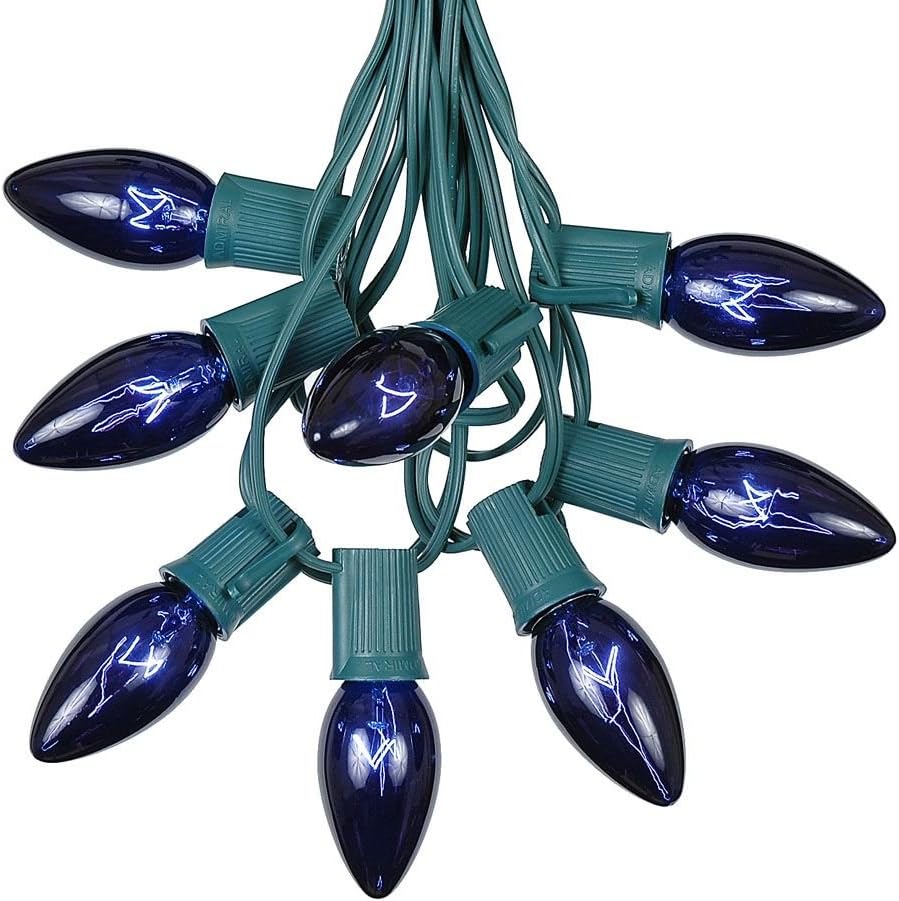 Novelty Lights C9 Red Christmas String Light Set - Outdoor Christmas Light String - Hanging Christmas Lights - Roofline Light String - Outdoor Patio String Lights - Green Wire - 25 Foot
