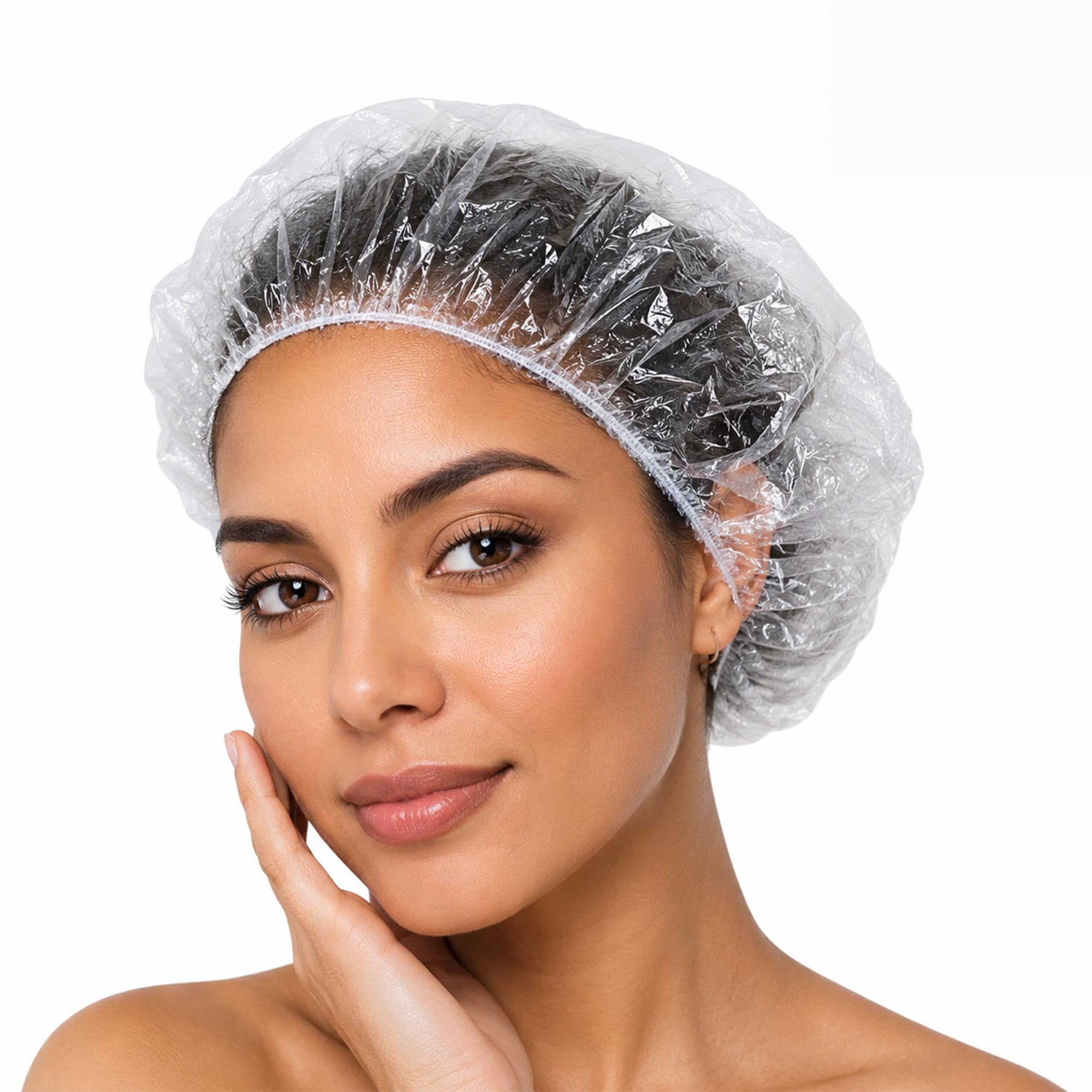 AM Safe X Shower Cap (Pack of 100) Free Size | Reusable Shower Caps for Men & Women | Hair Bath Caps for Hotel and Spa | Hair Salon | Home Use |Portable Travel-image-37