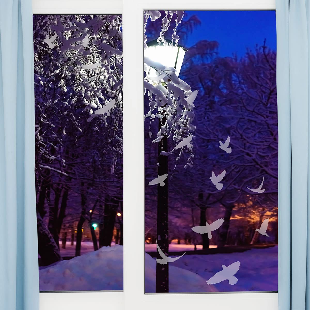 Ambiance - Adhesivo decorativo para ventana de cristal, transparente de pájaros, adhesivo anticolisión para ducha, oficina, ventana, baño y cocina, 40 x 40 cm, 15 pegatinas