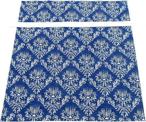 Miniatura 6 de VZWraps Bolsa de regalo reutilizable de Hanukkah (mediana de 17 pulgadas de ancho por 18 pulgadas de alto, azul y blanco)