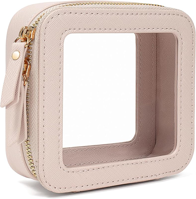 Necessaire de maquiagem transparente LETGO Mini Bege com zíper