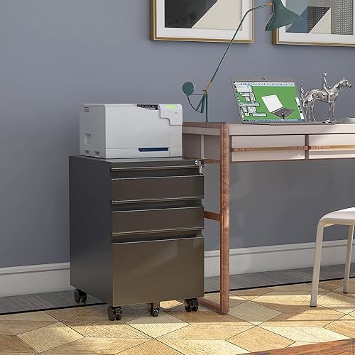 Miniatura 2 de SISESOL Archivador móvil de 3 cajones para almacenamiento debajo del escritorio, archivadores para oficina en casa con armario de almacenamiento con
