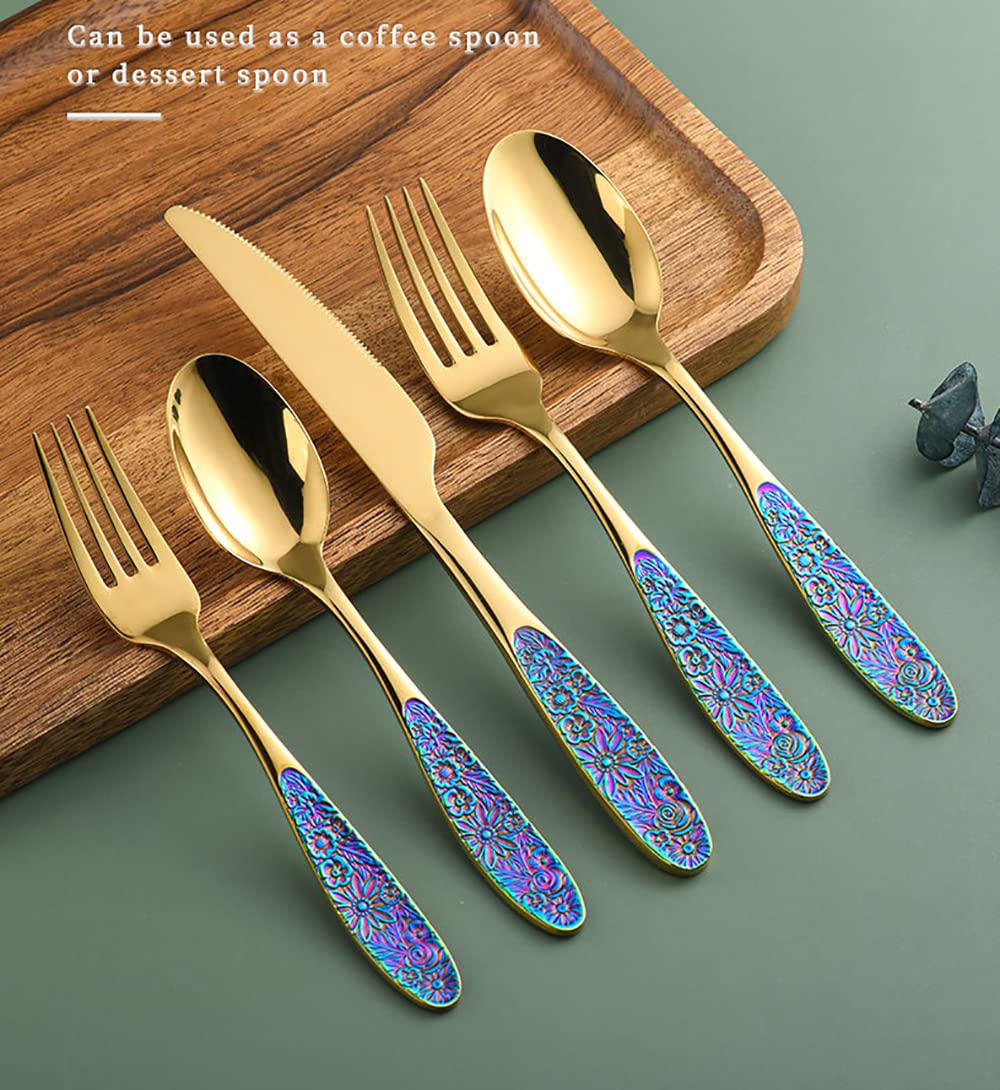 Set Posate Da Portata In Acciaio Inox 18/0 - 6 Forchette E 6 Cucchiai Grandi (21 Cm) - Lucidate A Specchio Per Buffet E Cene