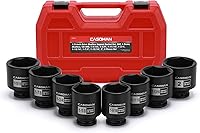 Vista 8 de CASOMAN Juego de 4 piezas de dados de impacto profundo Dr. de 1/2 pulgada, juego de llaves de impacto de tuerca de eje de transmisión de 1/2