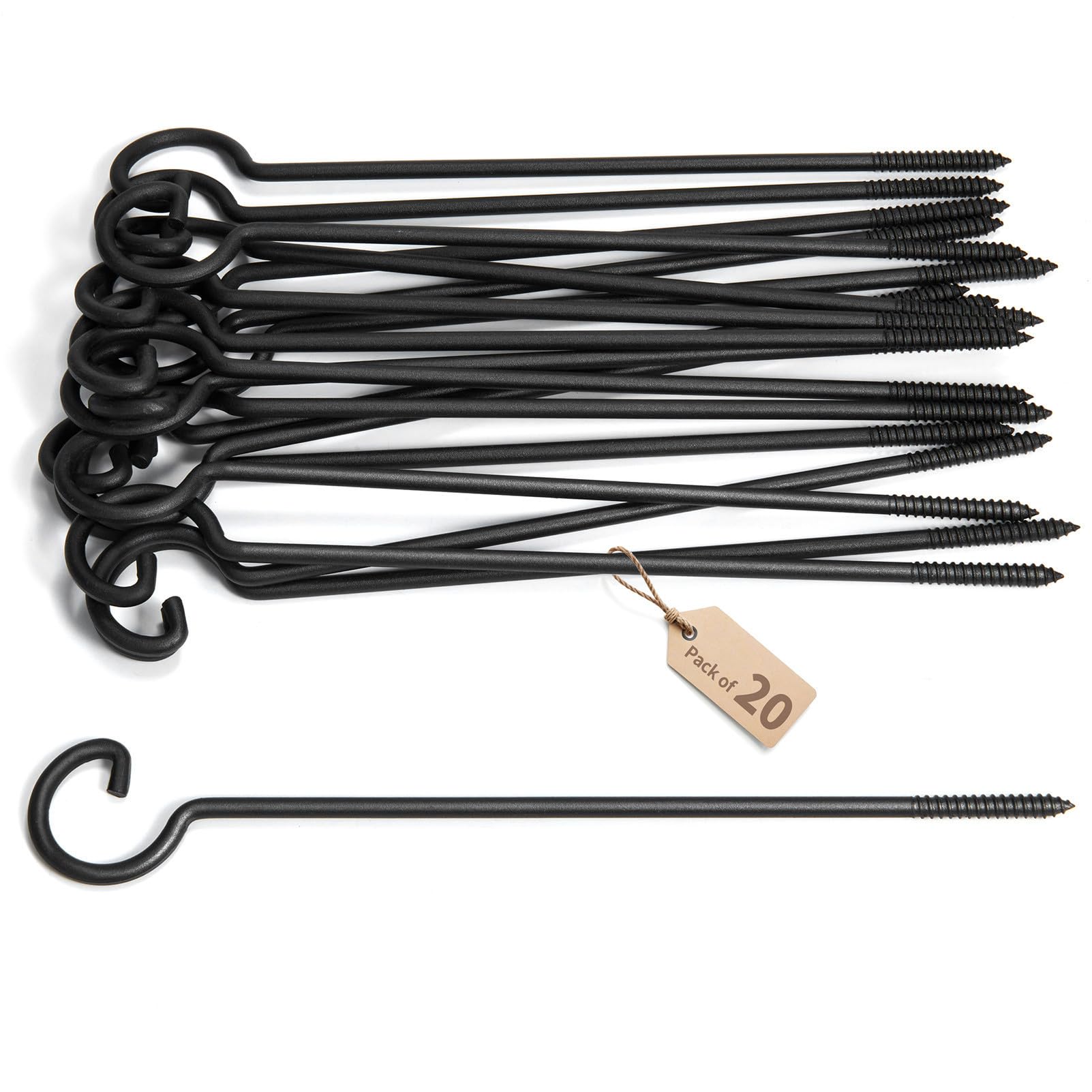ASZUNE Screw Hooks for Hanging 12in,Ceiling Hooks 20Pcs Screw-in Hooks,Birds House Christmas Lights and Curtain Hooks,Kitchen Hooks,Plants Hanger Outdoor/Indoor Hooks