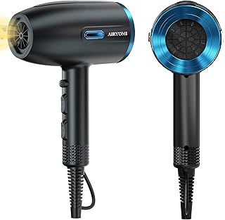 AIRYOMI Professional Ionic Hair Dryer,Blow Dryer with Diffuser,Magnetic,Powerful Fast Dry,1875W,3 Heating/2 Speed/Cold Set...