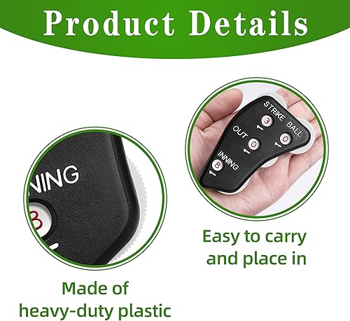 Miniatura 3 de Watayo Clicker de árbitro de béisbol de rueda, engranaje indicador de árbitro, práctico clicker de contador de béisbol para salidas de grabación de