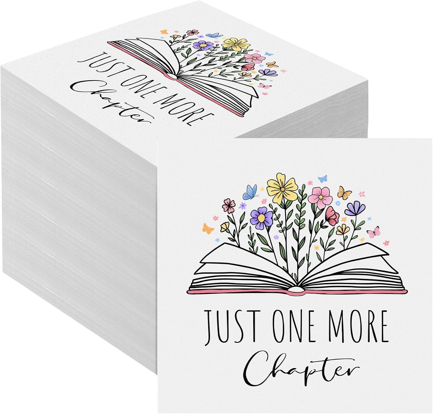 Crtiin 50 Pcs More Chapter Book Club Napkins Vintage Decorations Book Lovers Graduation Gifts 3 Ply Disposable Beverage Luncheon Paper Napkins for Graduation Reading Themed Party Supplies
