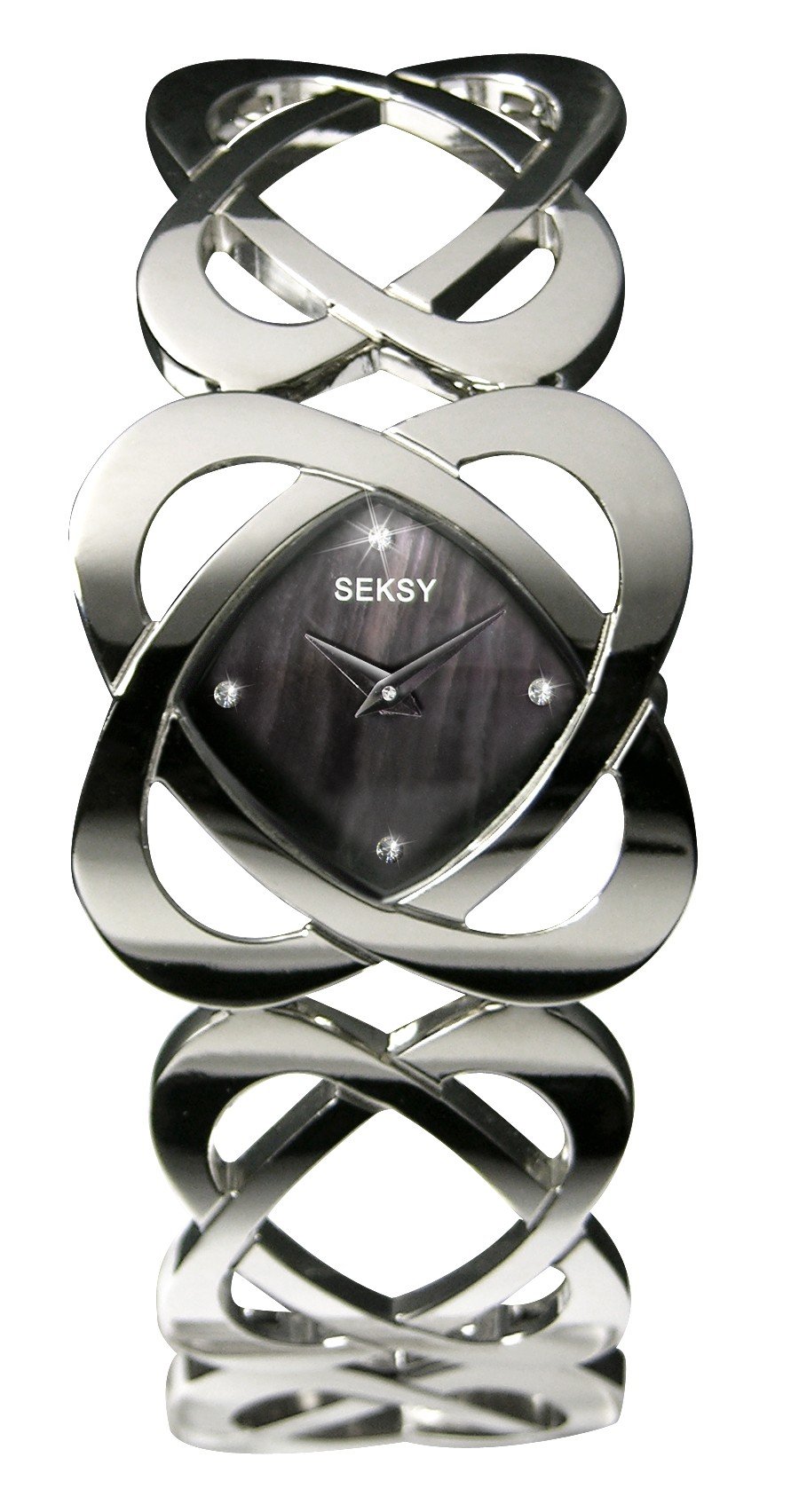 Seksy 4159.37 Ladies Hidden Hearts Swarovski Crystal and Black Mother of Pearl Bracelet Watch