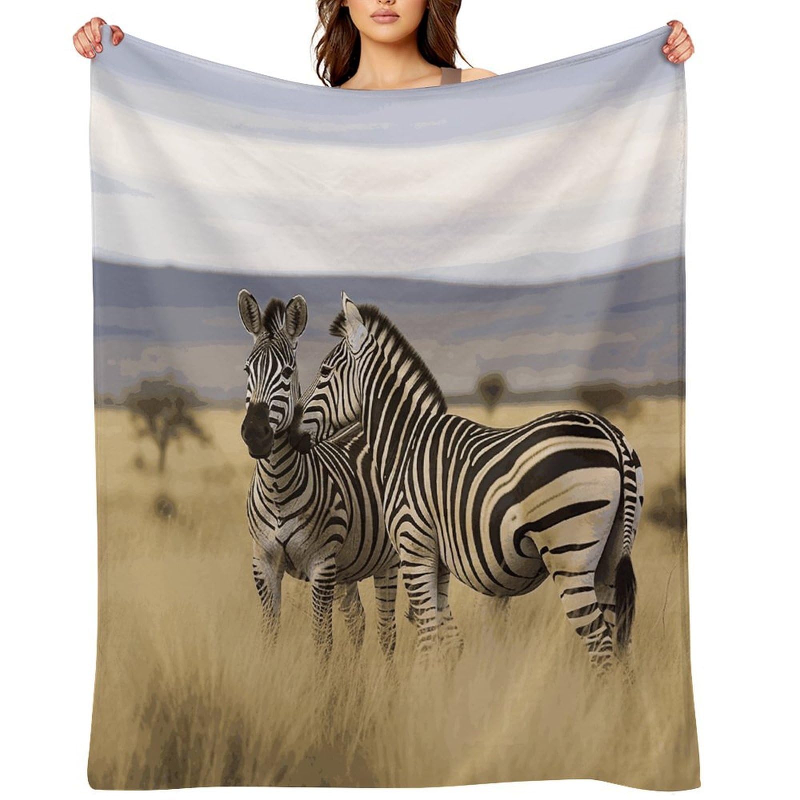 Flannel Zebras on South Africa Throw Blanket for Couch Super Soft Fuzzy Cozy Flannel Blankets No Shed No Pilling FAnti-Static Winter Bed Blanket Decorative and Giftable Blankets