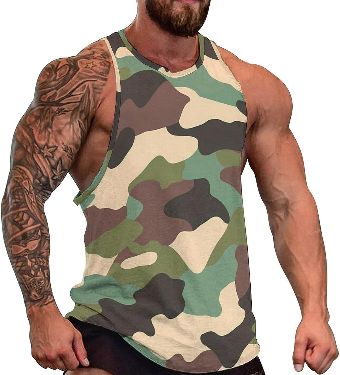 Camouflage Mens Breathable Printed Tank Top 5XL