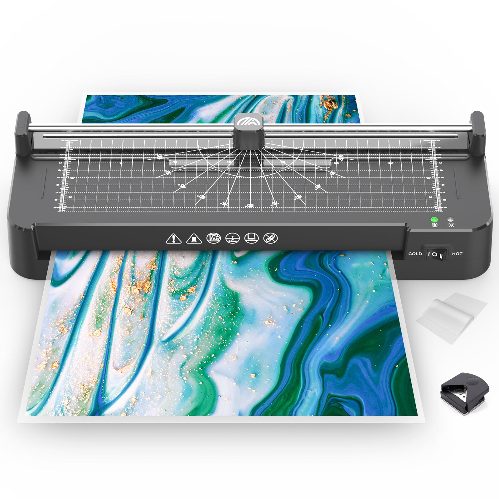 Machine à Plastifier A4/A3 - Fonction Chaud Et Froid - Avec 10 Pochettes - Pour Bureau, École, Maison