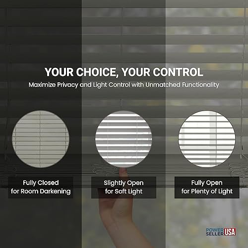 Miniatura 4 de PowerSellerUSA Persianas sin cordones, privacidad y oscurecimiento de la habitación, mini persiana de vinilo de 2 pulgadas de listones, tratamiento