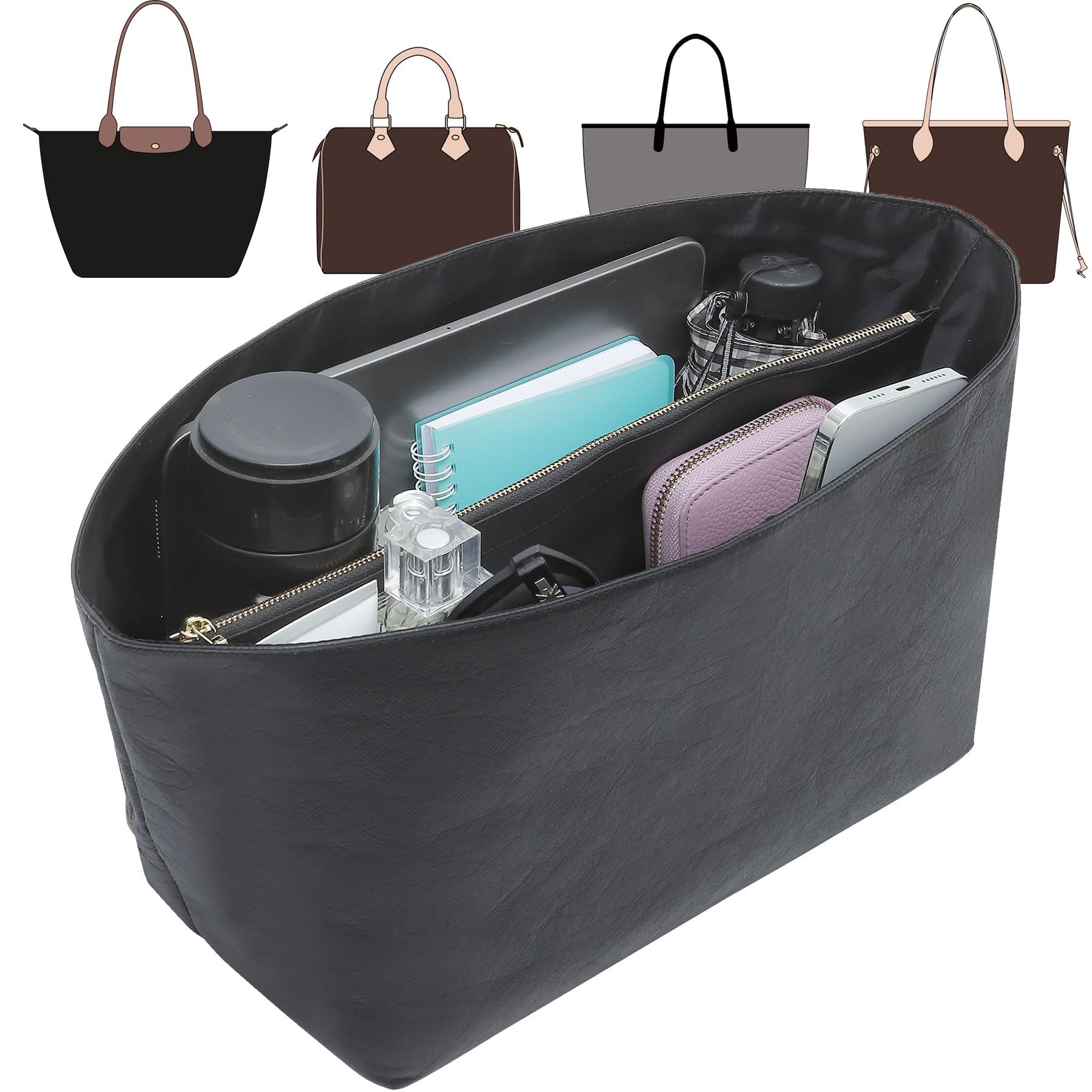 Doxo Tote Bag Organizer Insert Compatible with Long Champ Medium, G.oyard PM, Neverfull MM and More, Light Waterproof DupontPaper le pliage Longchamp
