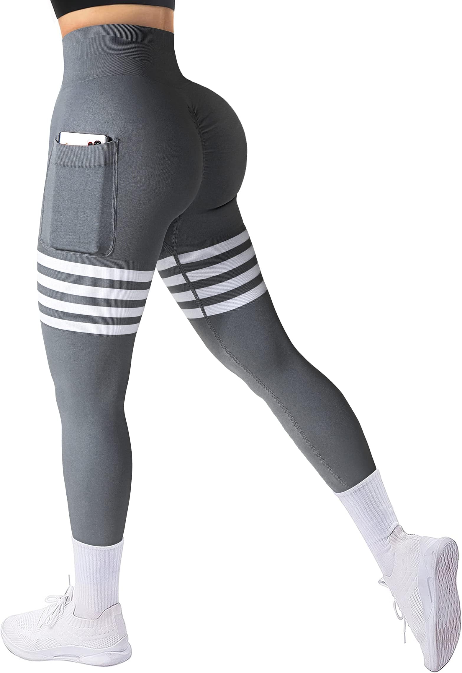 A AGROSTE Seamless Workout Leggings for Women Scrunch Butt Lifting Leggings Booty High Waisted Yoga Pants Gym Leggings