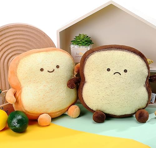 Miniatura 3 de Toast - Almohada de felpa de pan rebanado, divertido juguete de peluche de comida con expresión facial, cojín de peluche para sofá tostada, regalo