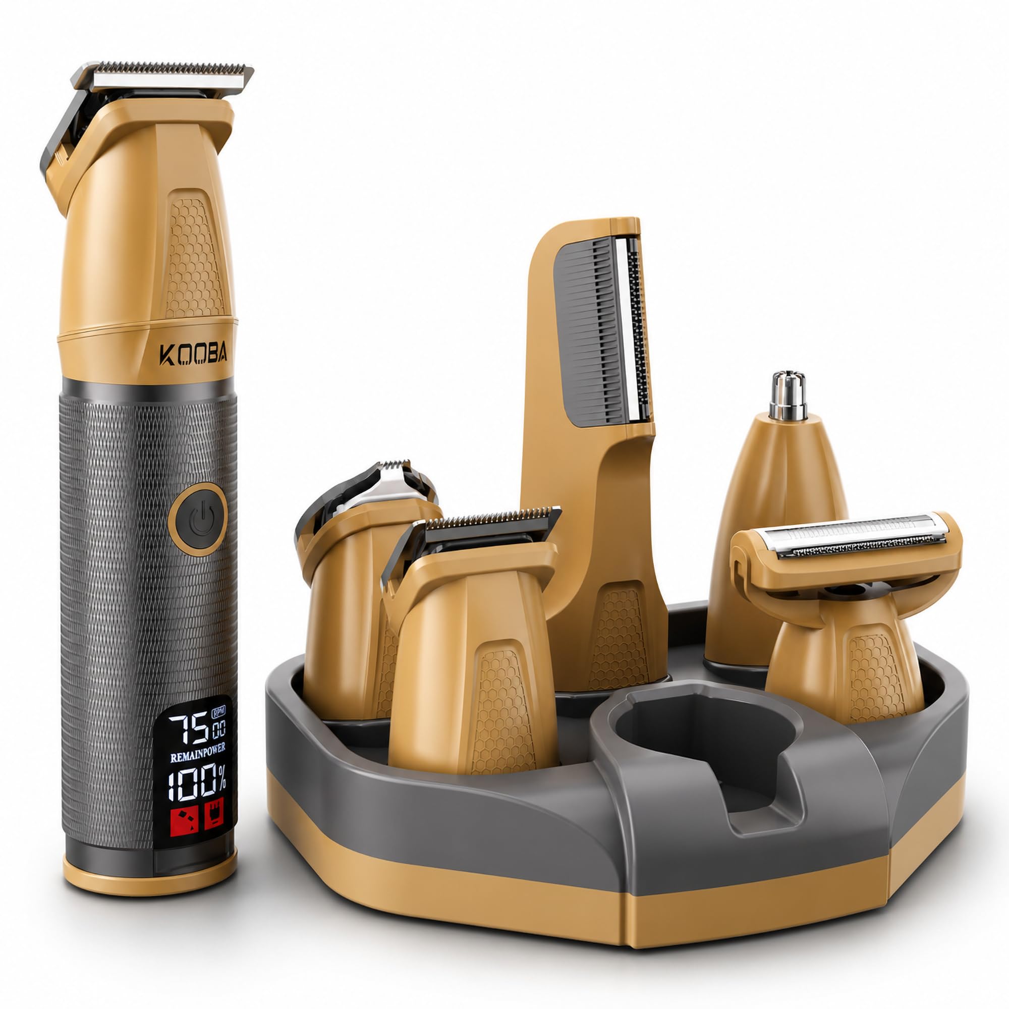 KOOBA 6-in-1 Beard Trimmer for Men with Charging Dock