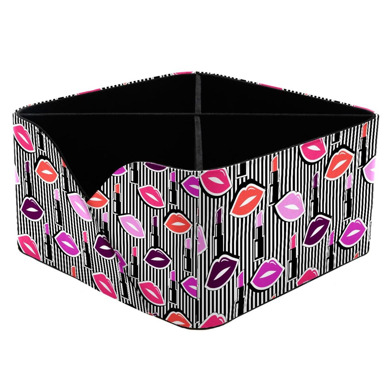 KengjuTesu Lips and Lipstick Desktop Organizer Pen Holder, Rectangular Pencil Cup for Office, Study and Makeup Stations