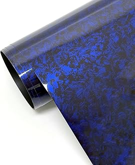 Forged Carbon Fiber Vinyl Wrap for Cars, High Gloss Crushed Stone Car Wrap Vinyl Roll, PVC Self-Adhesive DIY Auto Sticker Decal (Blue, 1ft x 5ft)