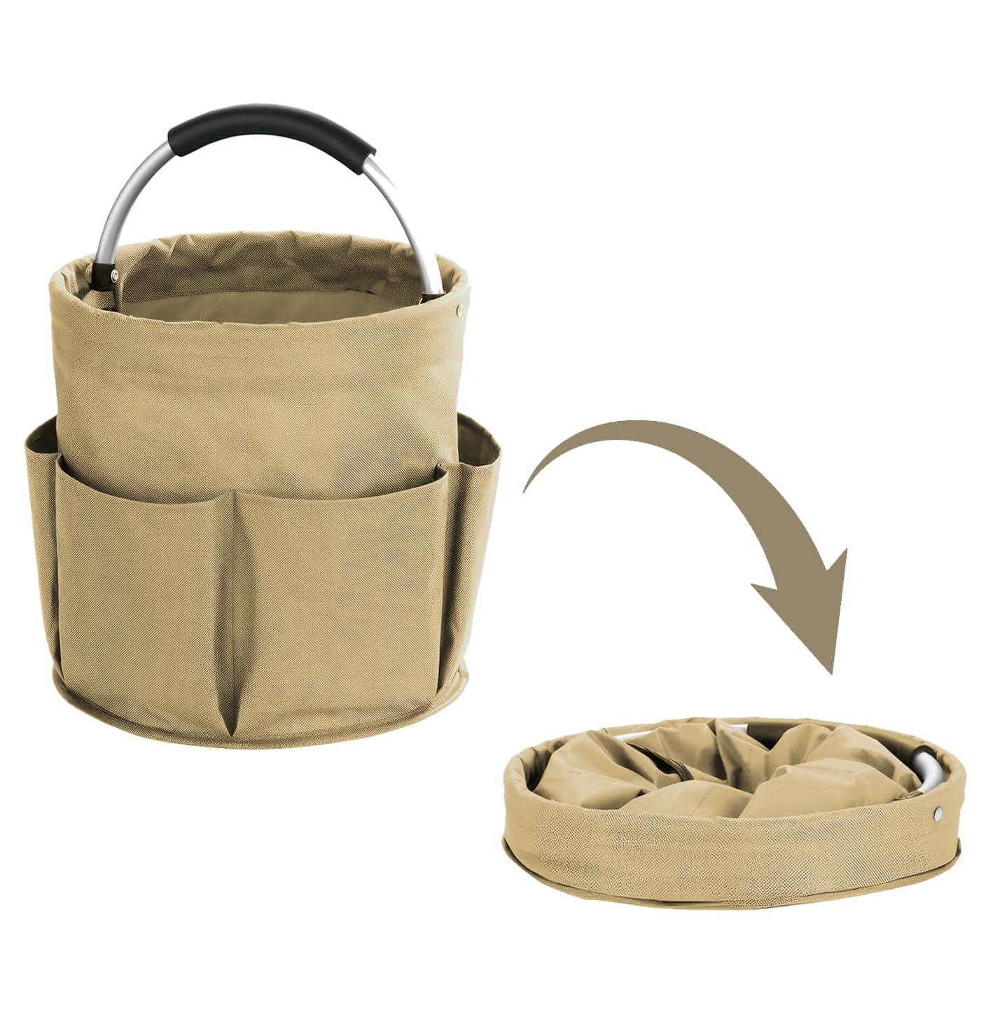 Cesto Porta Prodotti Pulizia, Organizer Detersivi Con Multipli Scomparti - Accessori Pulizia Casa, Pieghevole (Kaki)
