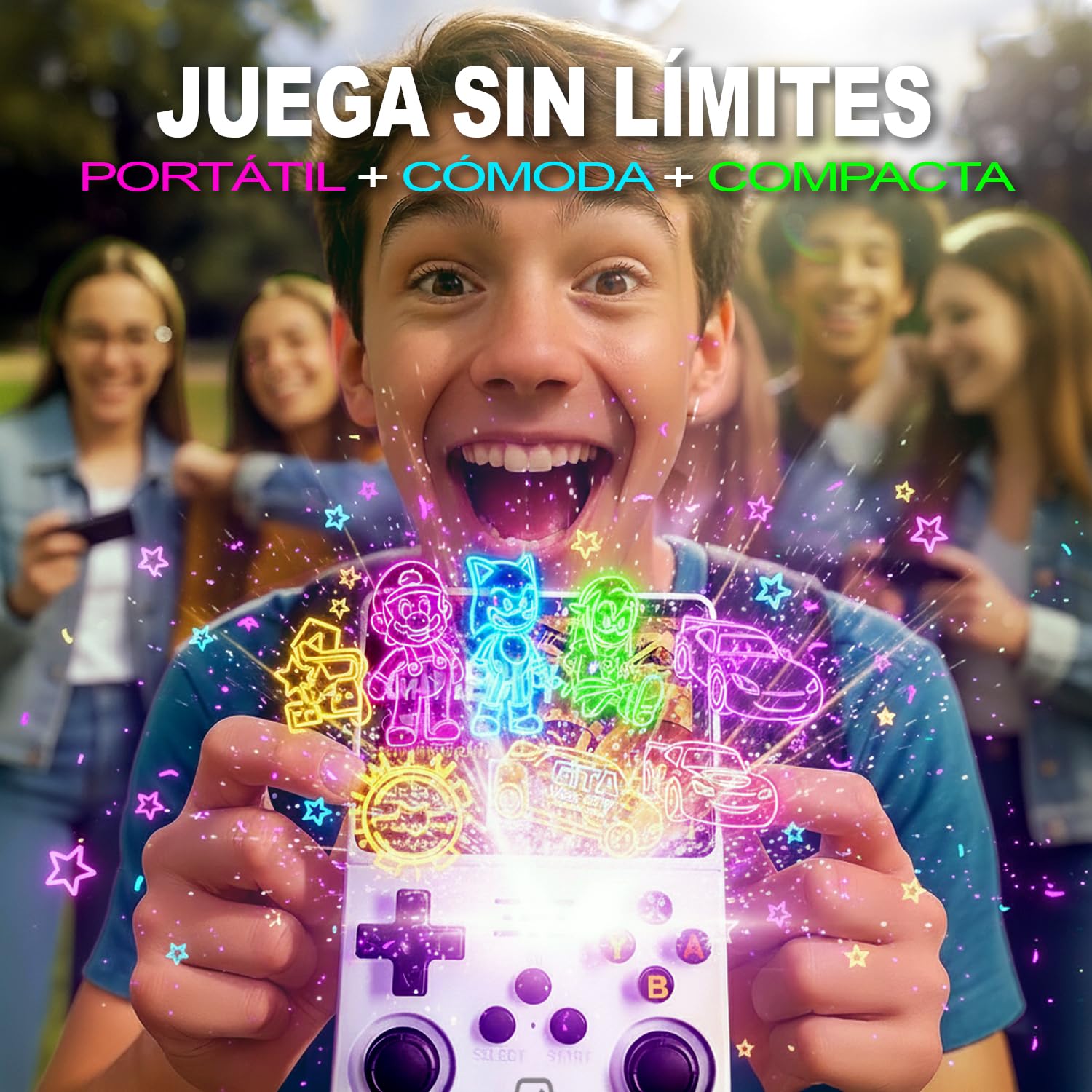 SVP Game R36S - Consola Retro Portátil con Estuche y Lector TF-USB, Original 2026, Compatible con 40.000 Juegos, Panel IPS 3.5”, Linux, x2 Ranuras TF, Bat. 3500 mAh (Blanco, 128, GB, Pack Ultra)