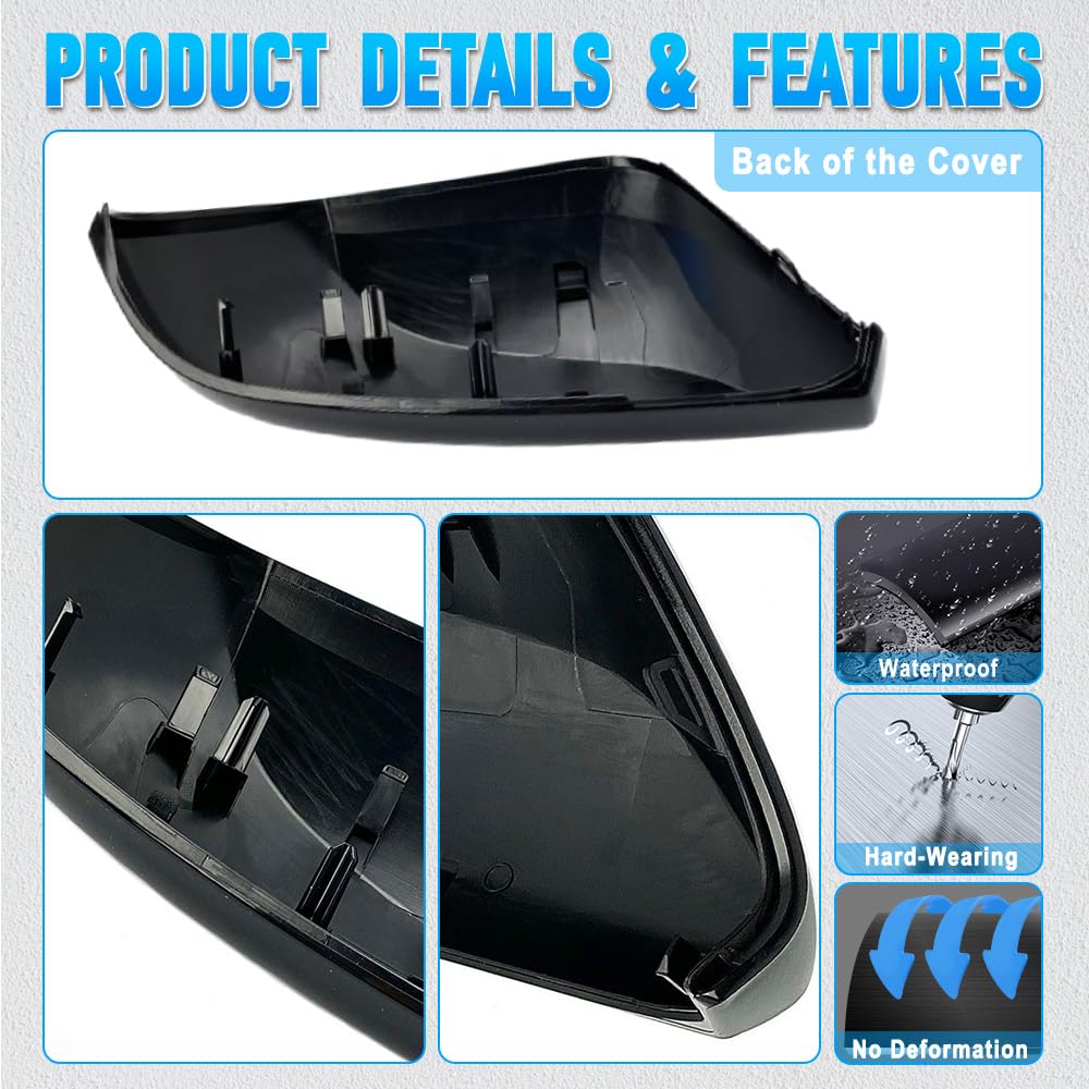 Baceyong 1 coque de rétroviseur compatible avec Toyota Camry Hybrid XLE, XLE, XSE 2018-2021, numéro de pièce 87915-06130, 8791506130, 87945-06130, 8794506130, C-2678b, C-2677b, noir gauche