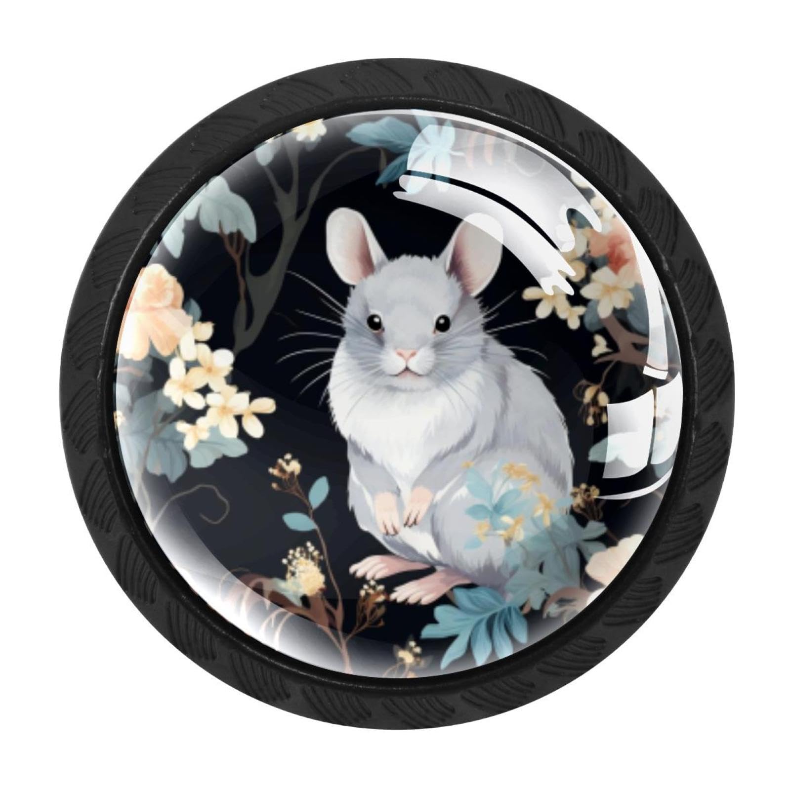CHENZZZZ 4 Pack Cabinet Handles Black Chinchilla Cabinet Knobs Draw