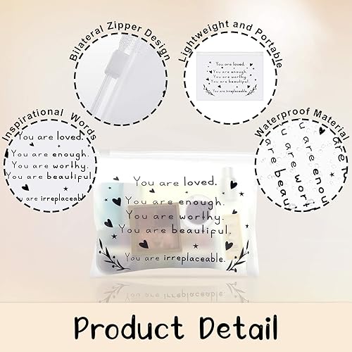 Miniatura 10 de Sweetude 100 bolsas de maquillaje inspiradoras a granel, regalos a granel You Are Braver Awesome Eva, bolsas de maquillaje cosméticos con