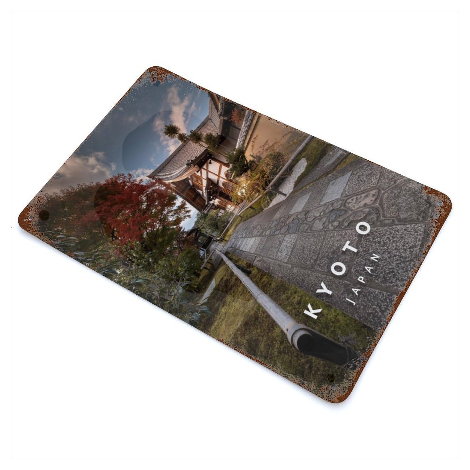 Quiet Kyoto 11.8"x7.9" Rustic Tin Plaque, Novelty Wall Decor for Living Room, Hallway And Home Decor