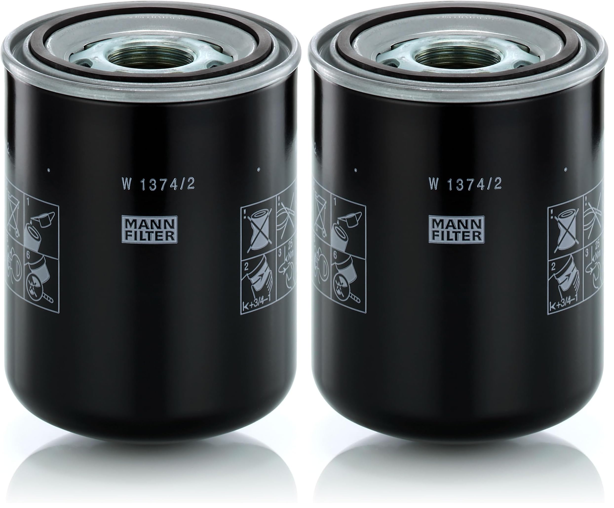 MANN-FILTER W 1374/2 Ölfilter Hydraulikfilter - für Off-Highway Anwendungen (Packung mit 2)