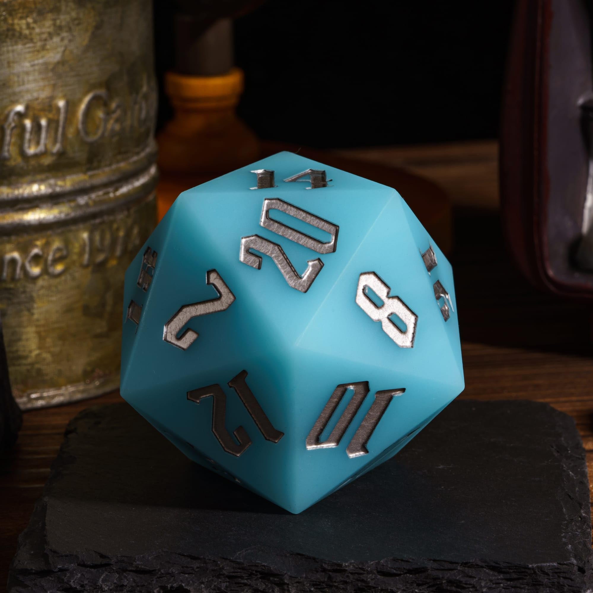 D20 de silicona de 55 mm, dados grandes que brillan en la oscuridad D20 individuales de 20 caras, dados poliédricos gigantes D20 con caja de regalo para juegos de rol, bar, pub, club, fiesta