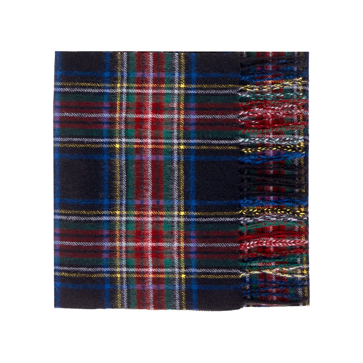 Oxfords Cashmere Unisex Black Stewart 100% Lambswool Tartan Plaid Scarf,