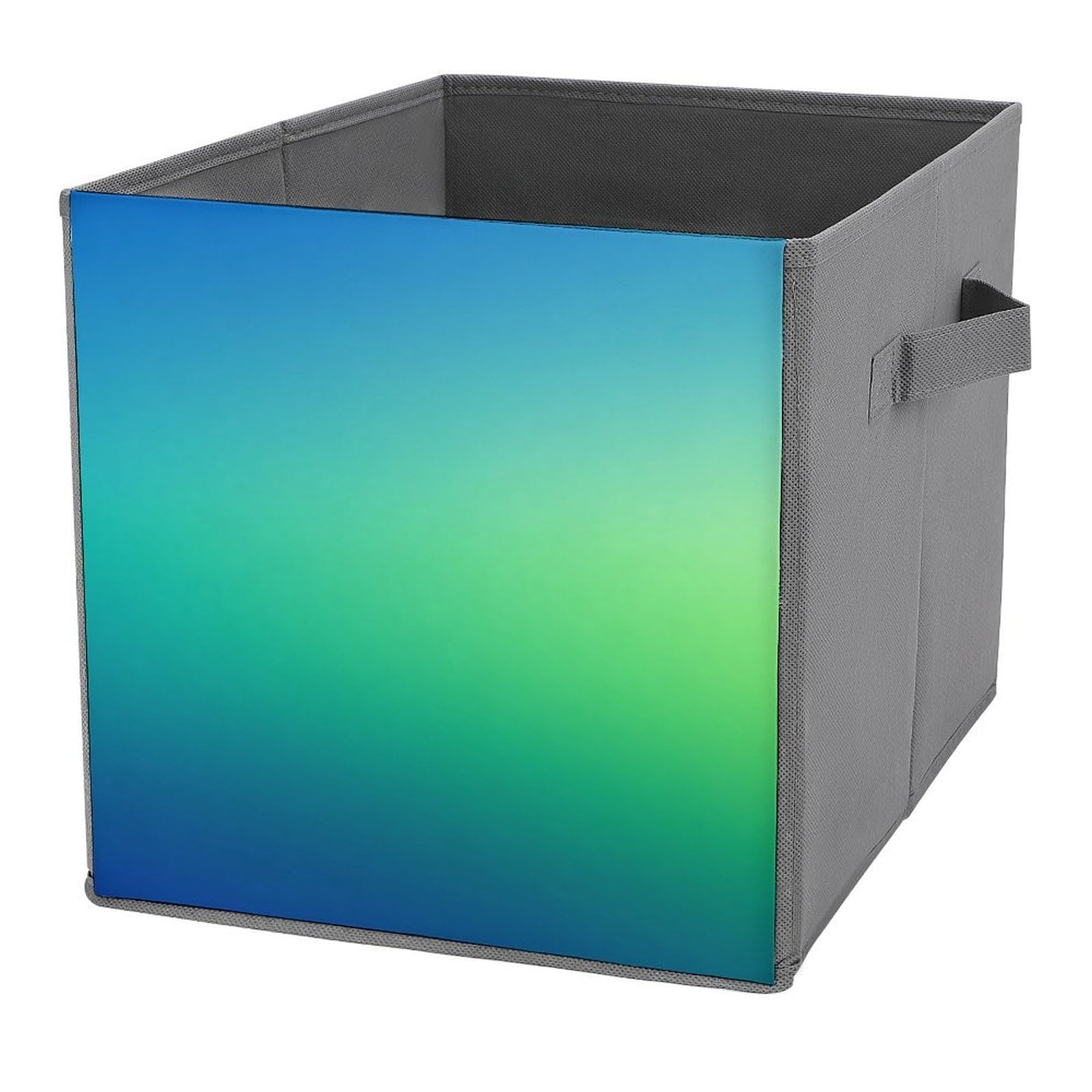 Jubonexis Blue to Green Graident Cube Storage Bins Storage Cubes Foldable Decorative Fabric Storage Baskets Home Organizers with Handles for Shelves,Closet, 27x27 CM