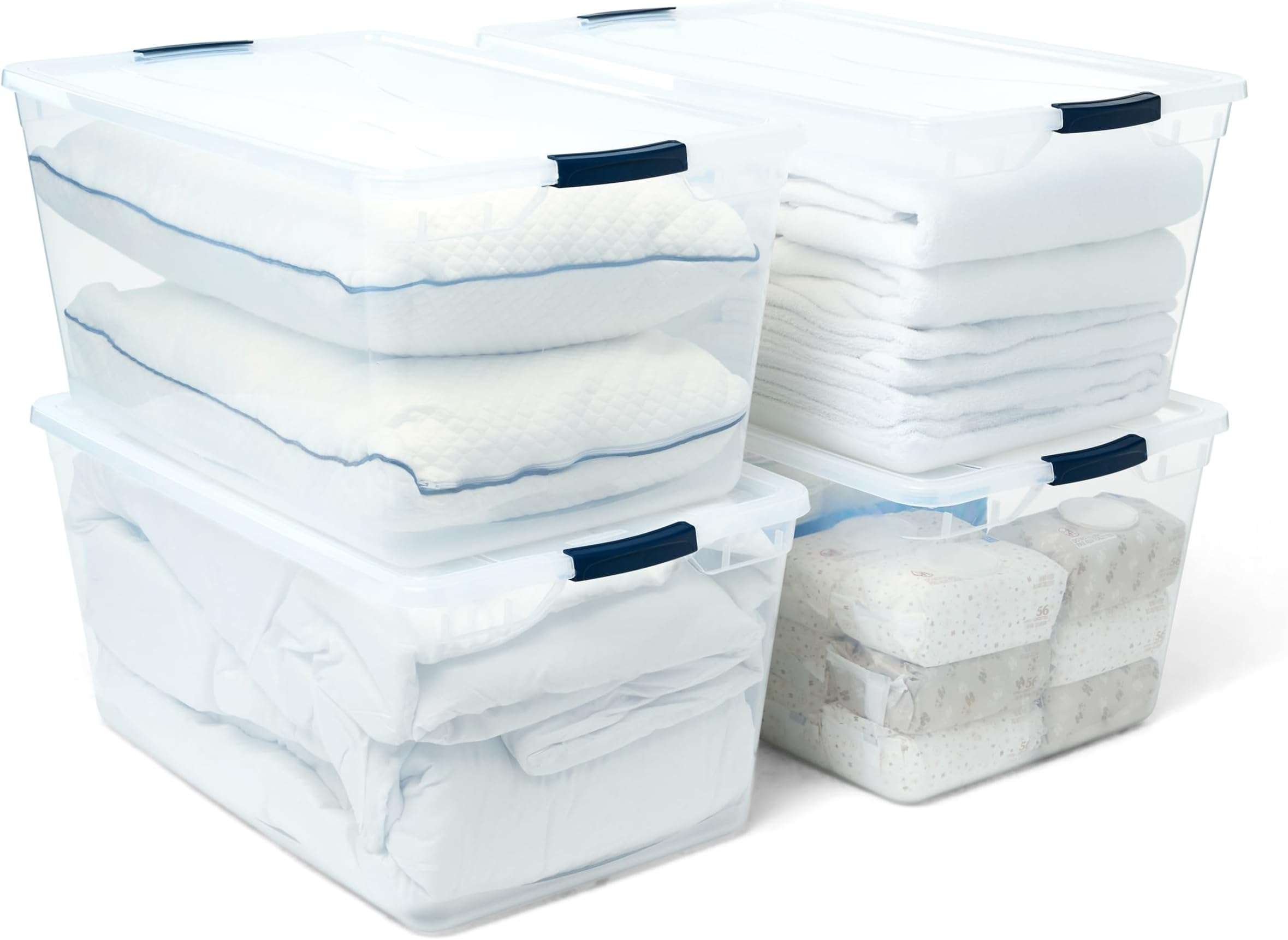 Rubbermaid Cleverstore Clear Plastic Storage Bins with Lid, 95 Qt-4 Pack, 4 Count