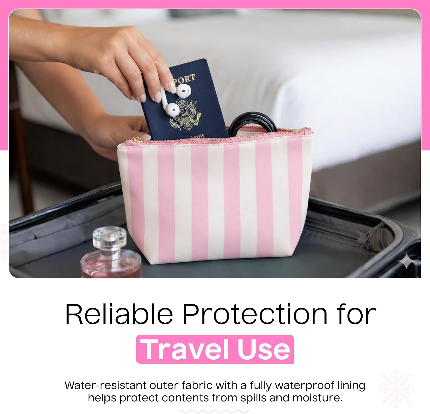 Aspen Lane Makeup Bag Set of 5 Waterproof Cosmetic Bags for Women Travel Makeup Bag Organizer Small Makeup Pouch Bulk Gifts for Bridesmaids Bachelorette Party and Travel Pouches Pink White