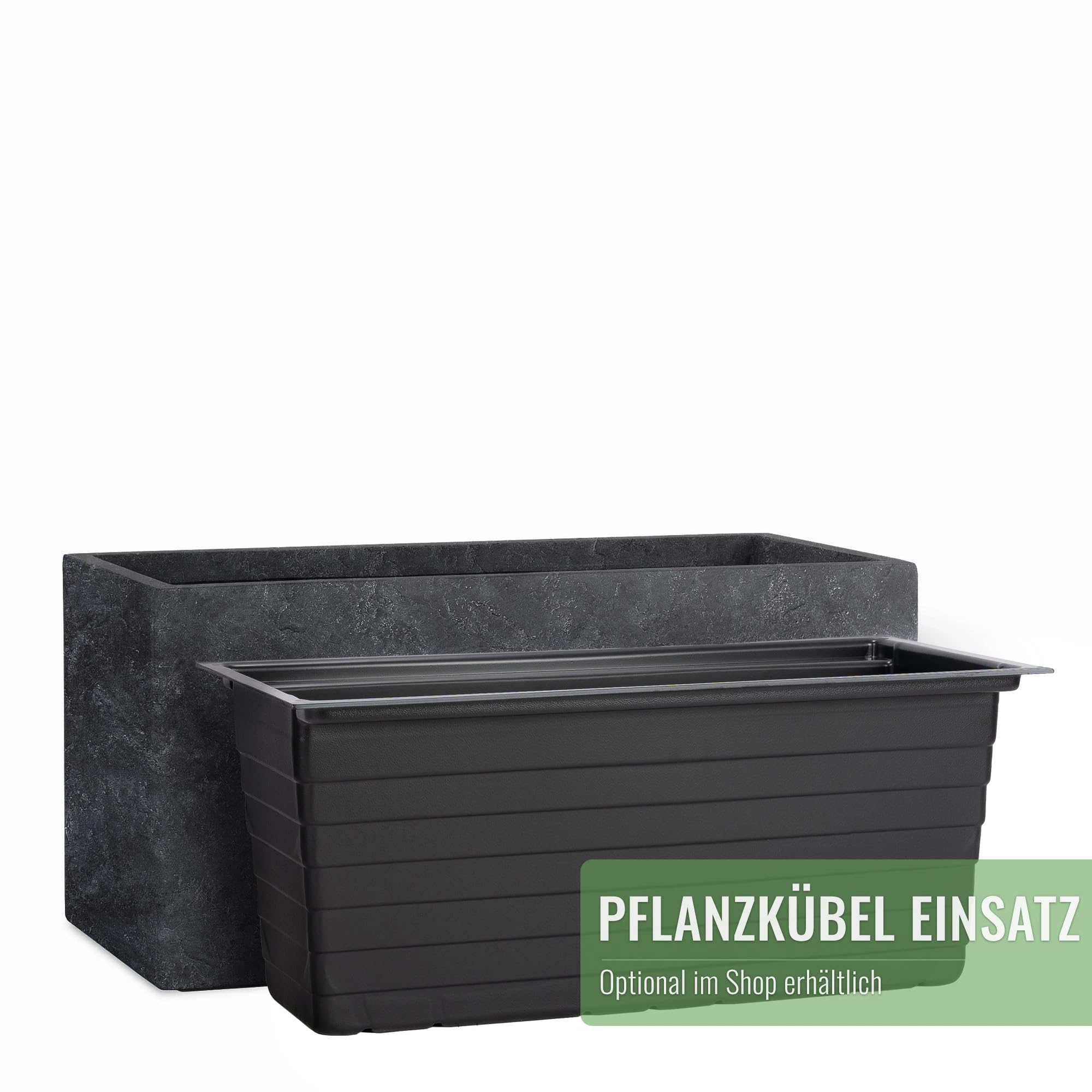 Pflanzwerk® Pflanzkübel TUB Lava Anthrazit 40x80x40cm XXL – Rechteckig – Großer Fiberglas Blumenkübel für außen und innen - Frostbeständig - UV-Schutz – Markenqualität