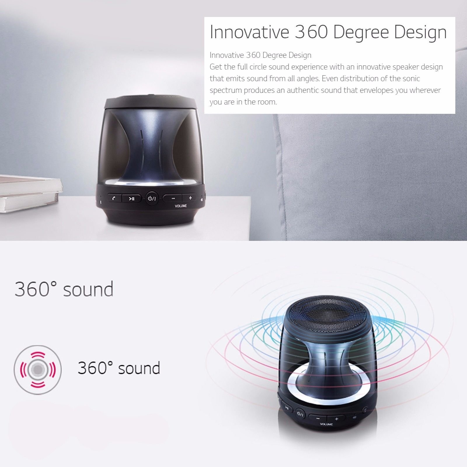 Lg Ph1 Portable Bluetooth Speaker Led Mood Light 360 Sound