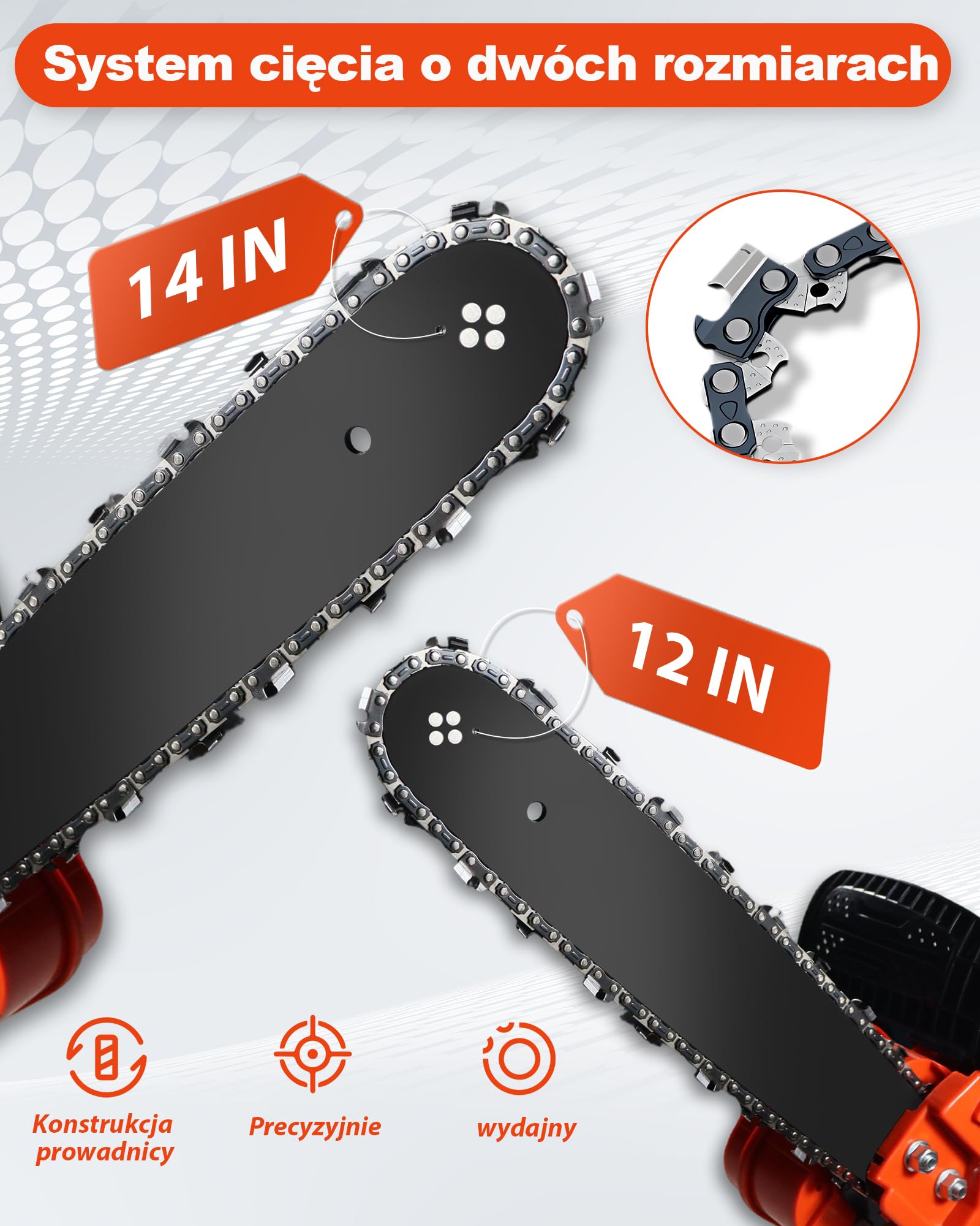 Benzynowa piła łańcuchowa 25CC, 2-suwowa piła łańcuchowa, 12" i 14", 2 łańcuchy, przenośna piła łańcuchowa, wyłącznik bezpieczeństwa. Piła spalinowa do pielęgnacji drzew do sekatorów, cięcia