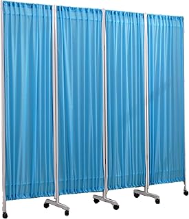 QDSNOHRFDK Mamparas de privacidad médica, 4 Paneles, diseño Plegable y movible para clínicas Hospitalarias, mampara divisoria Interior Ajustable y Plegable, Color Azul